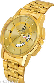 LIMESTONE Day & Date Original HMTS Gold Plated Adjustable HMTS Bracelet Quartz Analog Watch - For Men ()