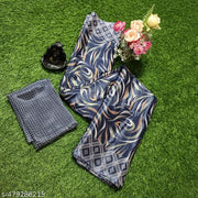 Designer Digital printed Crepe Party and wedding wear saree / Digital print saree