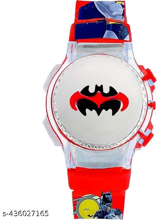 Digital Dial Cartoon Revolving Cap Glowing Light Cartoon Printed Strap Colorful Kids Watch for Boys & Girls /BATMAN