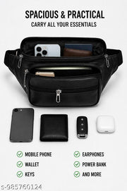 Premium Leather Waist Bag for Men & Women | Travel Money Belt with Mobile, Card, Passport & Document Storage | Adjustable Waist Pack | Crossbody Fanny Pack for Daily Use
