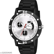Medboo Men  Watch Silver AV dial Bumpper Pu Belt Men and Boy Watch