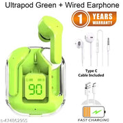 Ultrapod Earpod True Wireless Bluetooth Headphone, TWS earphone, earphone, Best Quality Wireless Bluetooth Headphones & Earphones + Wired Headphone + Wired White Earphone - Combo