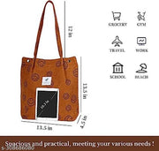 MOMISY Women Corduroy Tote Bag with Handle and Strap Belt Girls Shoulder Handbag Shopping Bag Travel for Daily Use Mother Work Beach and Grocery