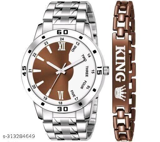stylish analog men watch  trendy with bracelet
