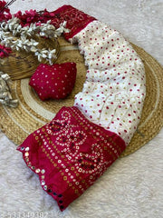 TRENDY MIRROR BORDER BANDHANI SAREE