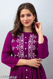 PJ KURTI WOMENS RAYON MOR STYLE STRAIGHT EMBROIDERED KURTI