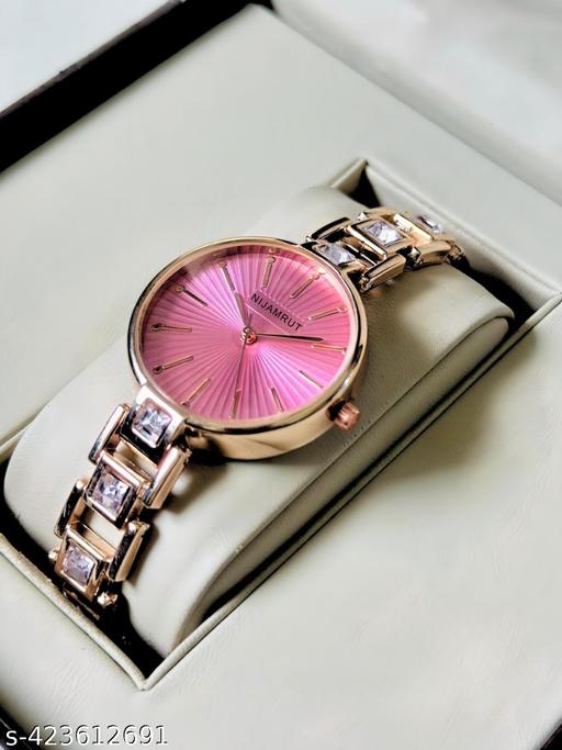 Watch for Women,Watch for Girl ,Waterproof Women Wrist Watches Pink Dial diamond Studded watch Formal,Casual,Festive,Partywear,Wedding,Western Party