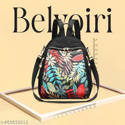 New Classic Nylon Leaf Full Print Multi Pocket Edition Backpack for Women/Girls- College Travel Casual Use
