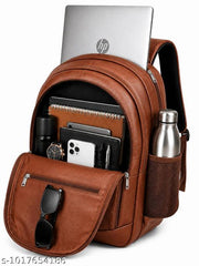 Stylish Tan Leather Backpack For School Office And College || Backpack For Mens || Backpack For Boys || Backpack For Unisex || Tan Faux Leather Backpack for Men & Women