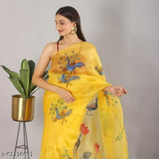 organza silk digital print saree