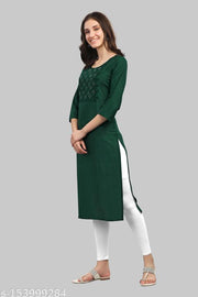 Womens Viscose Rayon Embroidered Straight Kurti Ethnic Wear Traditional Wear