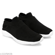 Fancy Black Synthetic Sports Shoes For Men