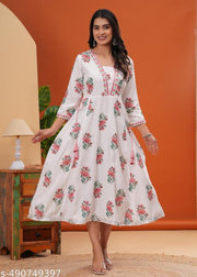 Printed  Trendy Gown Kurti Emroidery Work