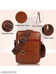 Stylish Mini Sling Bag for Men & Women | PU Leather Crossbody Shoulder Bag (8 x 7 x 3 Inch)