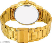 Day&Date Function Watch With Gold Dial and Golden Chain belt  Analog Watch for Men