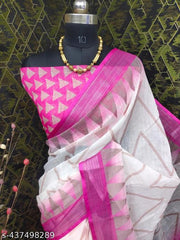 Women'S COTTON LILAN DIGITAL PRINT SAREE