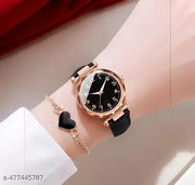 Stylish Classy Designer Black Starry Sky Numeral Dial Leather belt Wrist Watch Girls Fashion Analog Watch - For Women Casual Round Quartz Watch for Daily Life New Collection Women's Watch Shiny Fashion Quartz Watch Casual Style Ladies Watch (Only Watch )