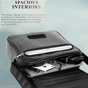 Black Men & Women Sling Bag Men’s Classic PU Leather Side Sling Bag with Secure Flap Design