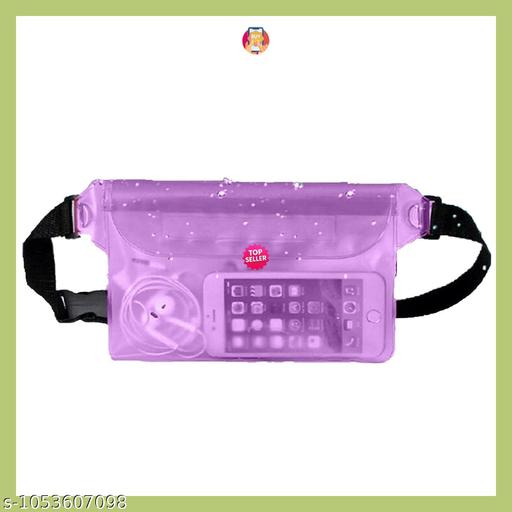 Waterproof Transparent Waist Bag for Mobile Phone & Essentials | Adjustable Waist Pouch | Travel, Running & Outdoor Use (Purple)