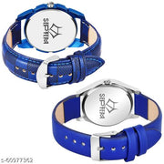 SEPTEM Septem Blue Combo Set of 2 Stylish Rich Professional Look Designe Analog Watch - For Couple