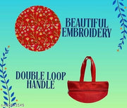 Pooja Bag / Pooja Handbag / Floral Embroidered Pooja Bag / Ethnic Designer Pooja Handbag / Return Gift Bag / Sherwani Bag / Festival & Wedding Utility Bag / Random Colour / Pack of 3