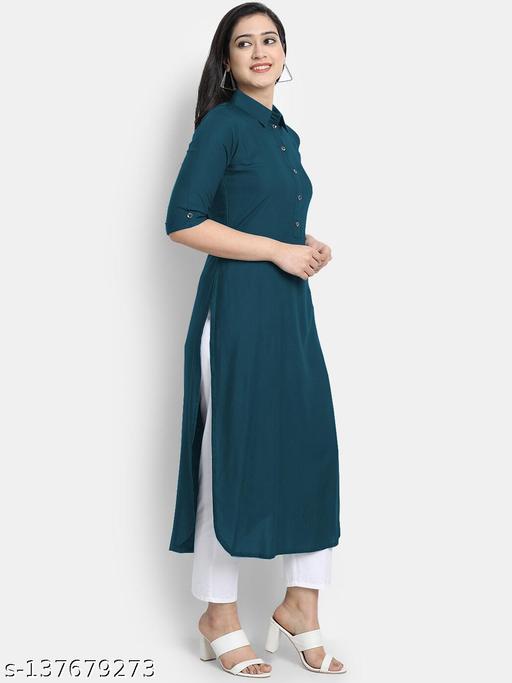 Women's Solid Rayon Kurtis