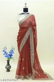 CUTWORK MIRROR SAREE