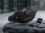 Black Printed Bum Waist and Chest Bag Men and Women