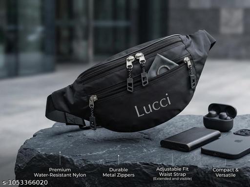 Black Printed Bum Waist and Chest Bag Men and Women