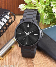 New Stylish LR 05 Black Dial Black PU Strap Watch For Boys And men