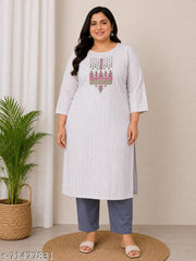 Women Cotton Embrodiery kurti with pocket