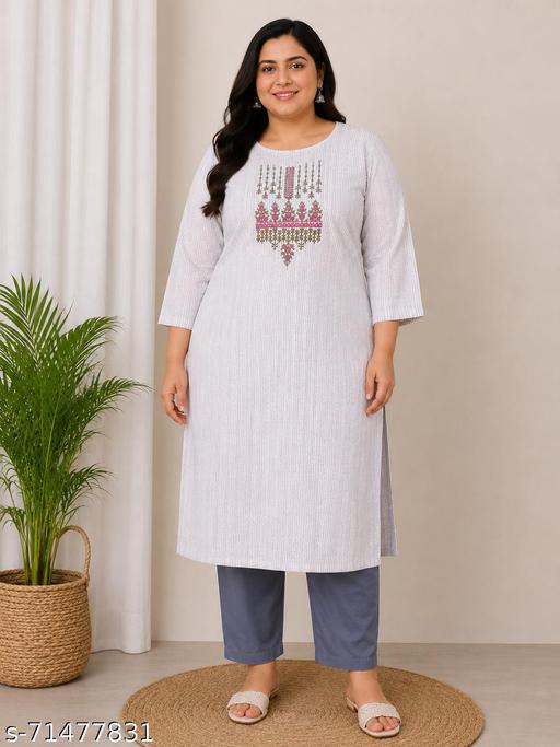 Women Cotton Embrodiery kurti with pocket