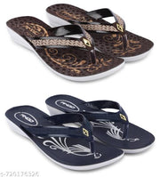 Ango Soft Footbed Sandals for Women Lightweight & Comfortable Daily Wear Fashion Sandals Pack of 2