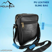 Vegan Leather Sling Cross-Body Travel Office Messenger One Side Shoulder Bag for Men, Women & Boys