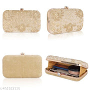 RABIYA Luxury Golden Embroidered Velvet Pearl Handcrafted Wedding Party Bridal Handbag Clutch Purse with Chain for Women and Girls(Shoulder Clutch) Women Clutch | Ladies Clutch| Girls Clutch| Top Ladies Clutch| Women Clutch