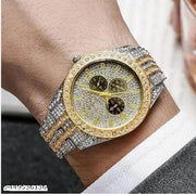 New fashion rhinestone men watches quartz full full stainless steel casual wrist watch for Boys and men.