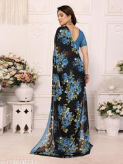 Women's Bollywood Daily Wear Floral Printed Georgette Saree, New Collection