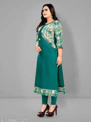Jacket Style Digital Printed Cotton Kurtis