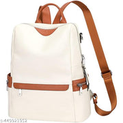 Muchova Muchova Women Stylish White Solid Pattern Artificial Leather Medium Size Backpack for College School Travel Dailyuses LeightWeight and Fashionable Bag