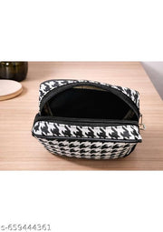 Black & White Houndstooth Sling Bag Unisex| Crossbody Bag for Men & Women Fashion Travel Crossbody Sling Bag Men's Sling Bag Cross Body Travel Office Business messenger