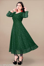 Flared Net Gown And Kurtis For Girl