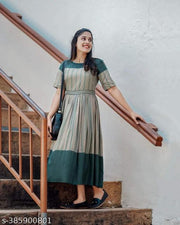 Women's Rayon fabric grey color block printed flared kurti , kurti  ,kurti for women , women kurti