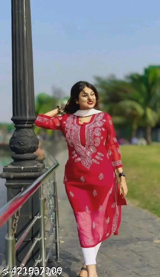 Hand made Chikankari kurti only mirror work nahi hai is me& no inner available