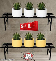 Heavy Duty Long Plant Stands: 24 inch Set of 2 Plant Stands for Outdoor Balcony, Indoor Living Room, Pot Stand for Plants Big Size (Set of 2, Black)