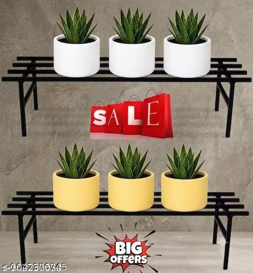 Heavy Duty Long Plant Stands: 24 inch Set of 2 Plant Stands for Outdoor Balcony, Indoor Living Room, Pot Stand for Plants Big Size (Set of 2, Black)
