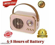 Bluetooth Speaker with FM Radio, Leather Strap & Gold Trim (Mint Green)