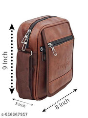 Stylish PU-Leather Sling  Travel Office Messenger One Side Shoulder Bag for Men, Women & Boy