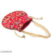 Foxtree 4 Pcs Indian Handmade Embroidered Potli Combo For Womens & Girls Wristlets Handbags To Carry In Parties, Weddings And Social Events Purses.