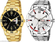 Day n Date Men Stylish Analog Latest Watches Combo - Set of 2 - GOLD-24-AND-SLV-8