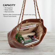 WOB worldofBags-Premium Quality Trending Design Of Chain Handle Croco Handbags and Tote Bag for Women and Girls (Tan)